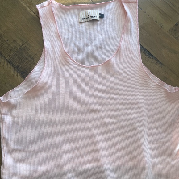 LONELY GHOST Pink Crop Top Tank - Picture 3 of 3